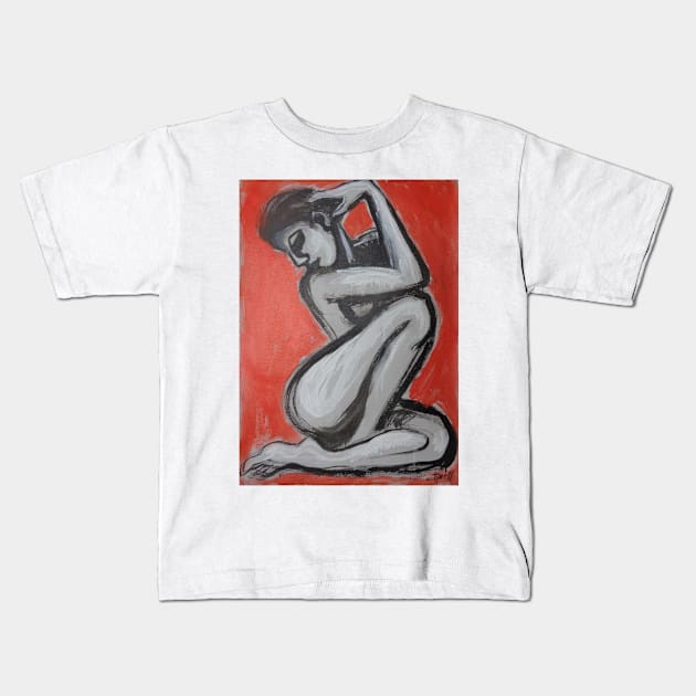 Posture 2 - Female Nude Kids T-Shirt by CarmenT